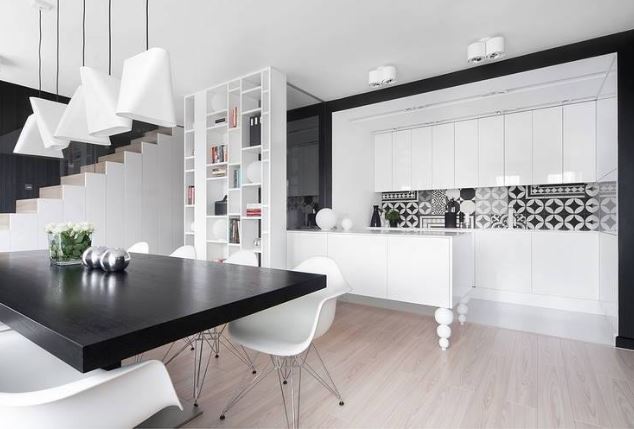 Thiết kế nội thất màu đen trắng tạo nên sự bí ẩn cho ngôi nhà