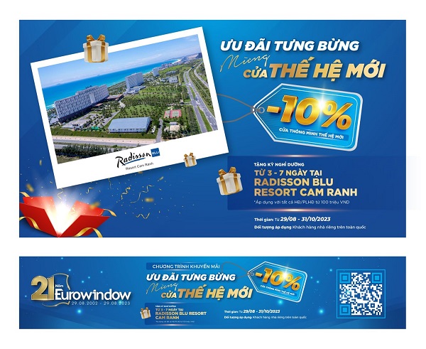 Eurowindow ưu đãi 10% cửa thế hệ mới, tặng kỳ nghỉ 5 sao tri ân khách hàng