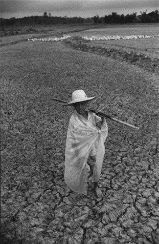 Cậu bé trên cánh đồng khô nứt nẻ. (Ảnh: Ferdinando Scianna/ Magnum Photos)