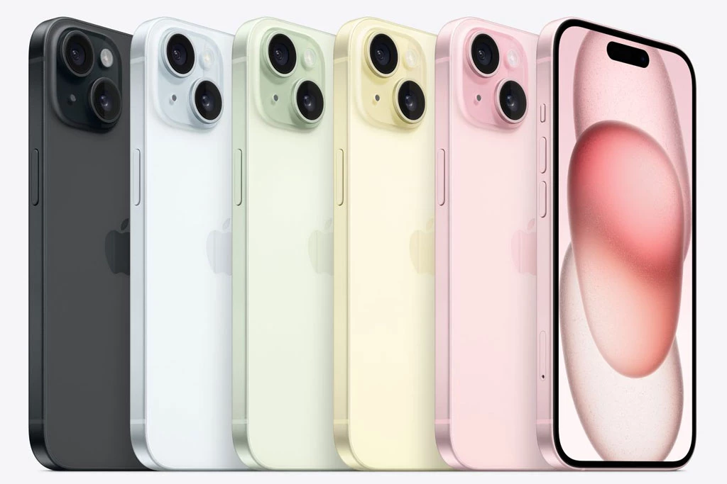 Các màu sắc của iPhone 15 và iPhone 15 Plus.