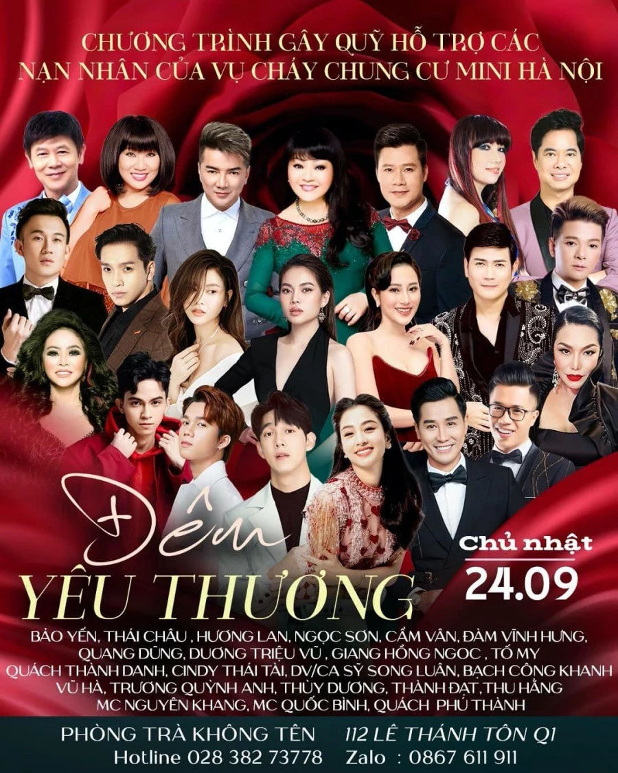 Poster chương trình “Đêm yêu thương” sẽ diễn ra vào 24.9 ở phòng trà Không Tên