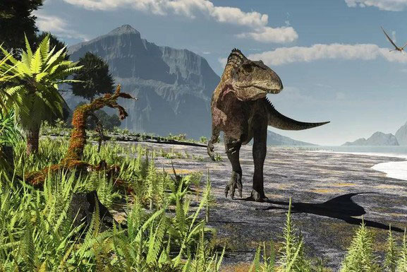 Hãi hùng 'bóng ma' khủng long răng cá mập hiện ra giữa công viên