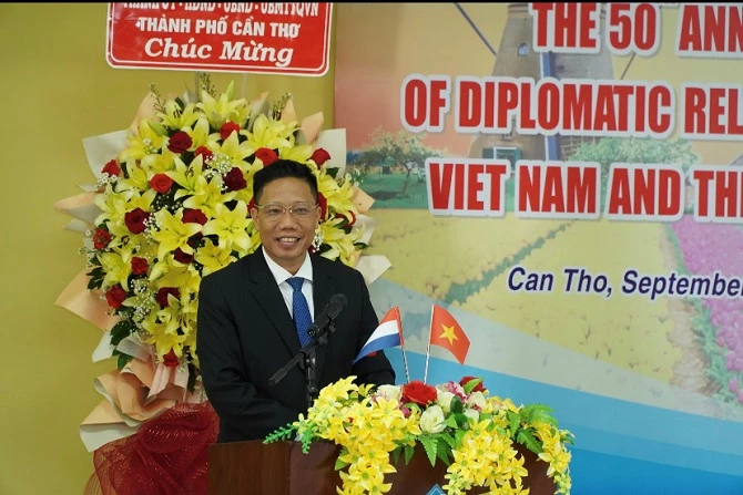 Phó Chủ tịch UBND TP Cần Thơ Nguyễn Thực Hiện phát biểu tại Lễ kỷ niệm 