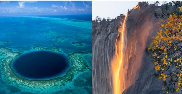 4 cảnh quan thiên nhiên kỳ lạ nhất thế giới: Thác nước đỏ rực như lửa, hố xanh giữa đại dương