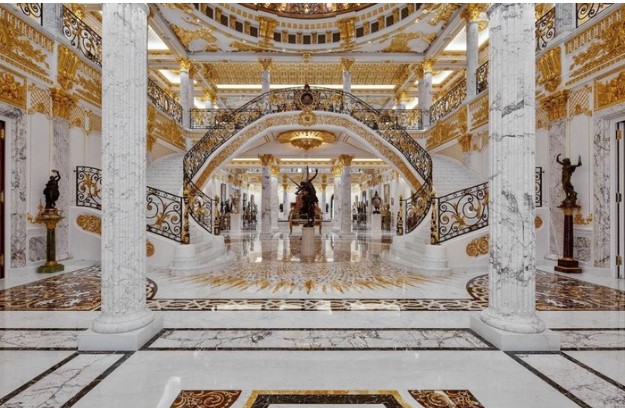 Cận cảnh bên trong căn biệt thự giá 4.800 tỷ đồng đắt nhất ở 'thành phố vàng' Dubai: Nội thất dát vàng lá, đá cẩm thạch sáng lung linh