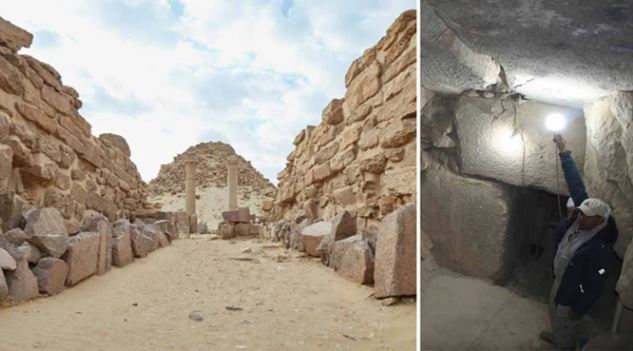 Kim tự tháp lừng danh Sahure lộ bí ẩn mới sau bức tường đổ