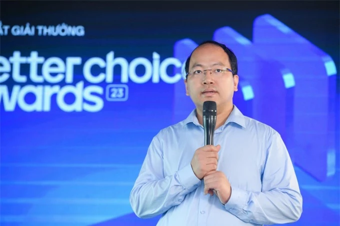 Ông Vũ Quốc Huy, Giám đốc Trung tâm Đổi mới Sáng tạo Quốc gia (đơn vị tổ chức Better Choice Awards) phát biểu tại lễ ra mắt chương trình ngày 18/9/2023.