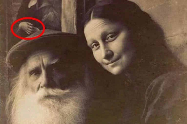 Bức ảnh nghi của Leonardo da Vinci và nàng Mona Lisa lan truyền trên mạng những ngày gần đây. (Ảnh: RD)