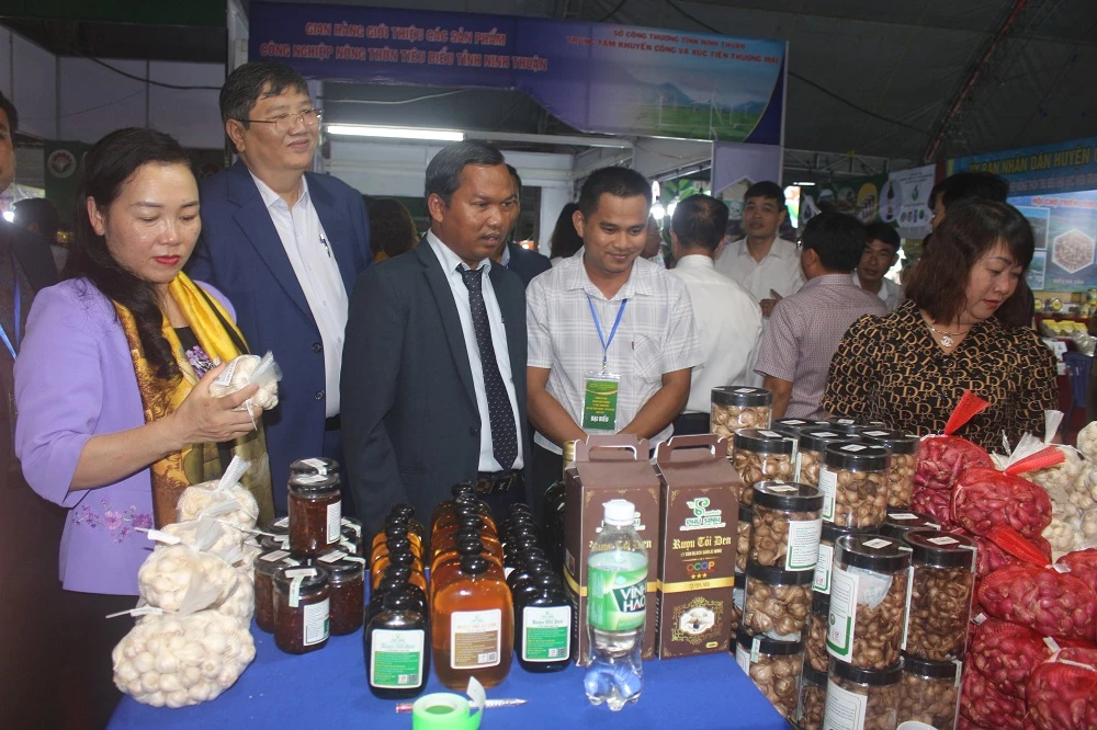 Đại biểu đến từ Campuchia tìm hiểu về các sản phẩm công nghiệp nông thôn tiêu biểu khu vực miền Trung - Tây Nguyên.