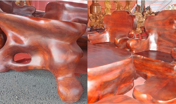 Bộ bàn ghế độc nhất vô nhị làm từ gỗ hương đỏ nguyên khối: Giá hàng tỷ đồng, nặng tới 1,3 tấn