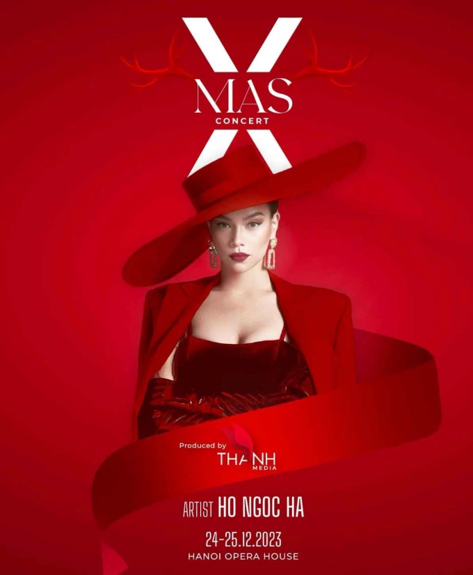 Ca sĩ Hồ Ngọc Hà sẽ có mặt trong Xmas Concert 2023 vào ngày 24-25/12 tới đây tại Hà Nội. Ca sĩ Hồ Ngọc Hà sẽ có mặt trong Xmas Concert 2023 vào ngày 24-25/12 tới đây tại Hà Nội.