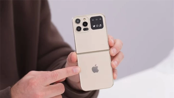 Một mô hình iPhone màn hình gập được phát triển dựa trên các tin đồn. (Ảnh: Unbox Therapy/YouTube)