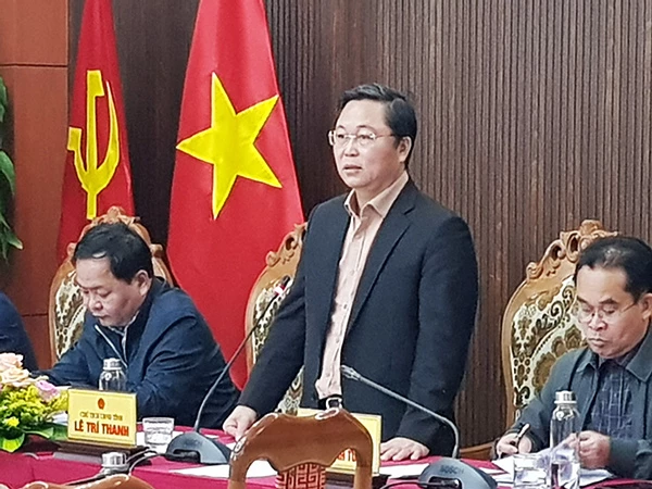 Chủ tịch UBND tỉnh Quảng Nam Lê Trí Thanh phát biểu tại cuộc họp báo.