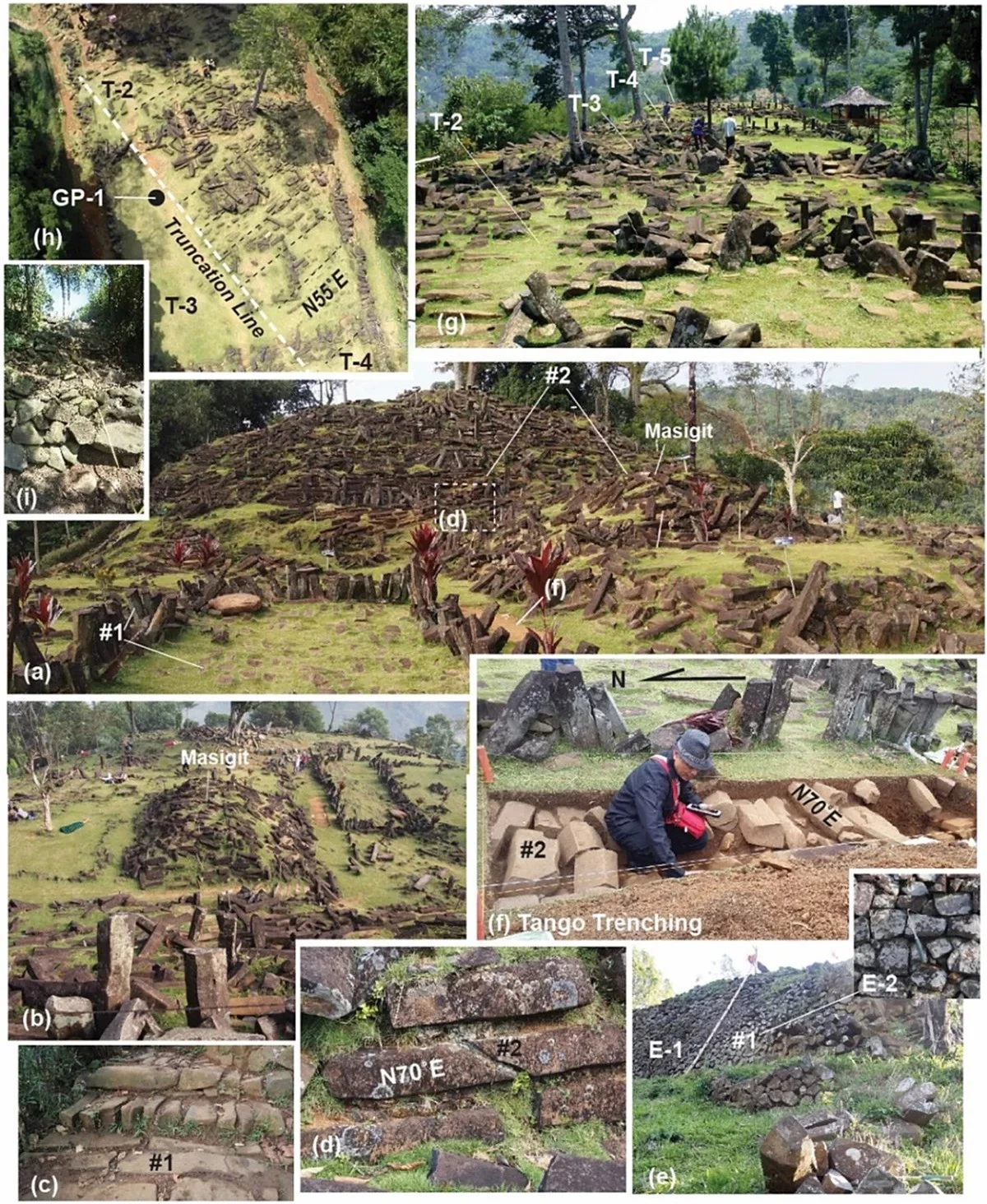 Bề mặt của Gunung Padang được bao phủ bởi những tảng cự thạch. (Ảnh: Archaeological Prospection) 