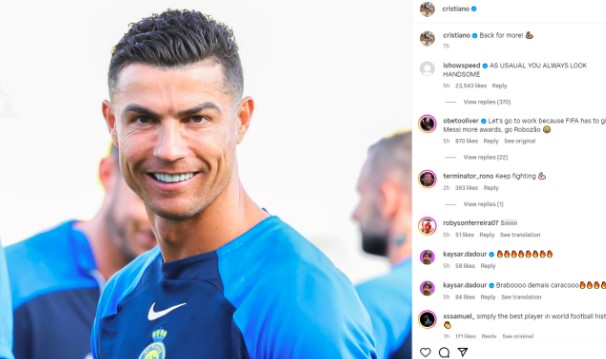 Ronaldo có thông điệp đầu tiên sau khi Messi giành danh hiệu "tranh cãi nhất sự nghiệp"