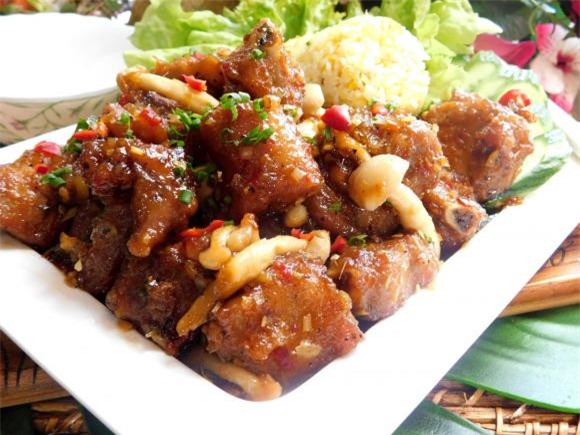 sườn chiên mắm sả  0 sườn chiên, sườn chiêm mắm sả, món ngon
