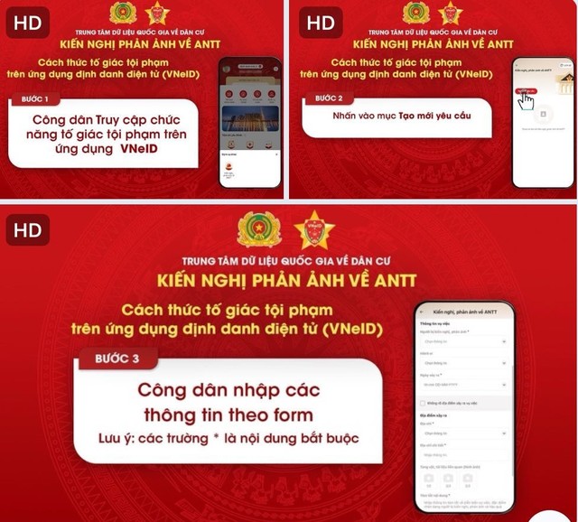 Người dân có thể phản ánh, tố giác tội phạm qua ứng dụng VneID