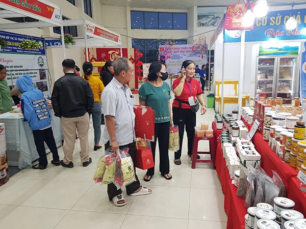 Người dân mua sắm Tết tại hội chợ xuân Đà Nẵng 2024.