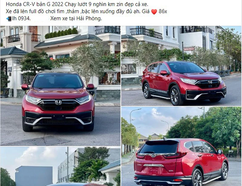 Honda CR-V 2022 cũ được rao bán.