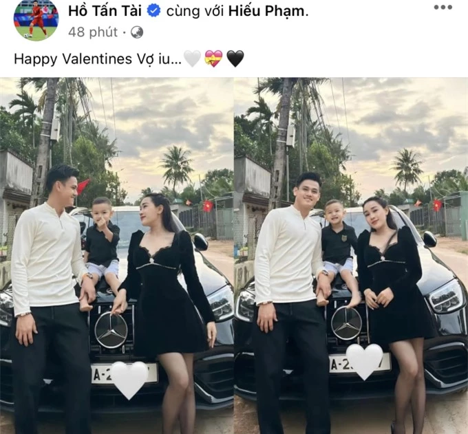 Hồ Tấn Tài khoe ảnh gia đình đứng trước xe xịn kèm lời chúc đến 