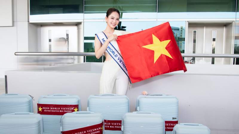 Hoa hậu Mai Phương mang 140kg hành lý đến Miss World lần thứ 71