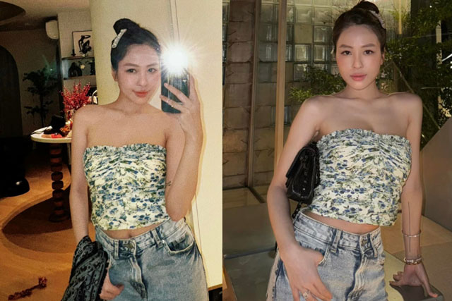 Hot girl Trâm Anh lại 'đốt mắt' người xem với trang phục gợi cảm cùng bờ vai thon quyến rũ