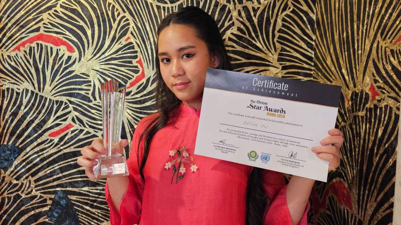 Hoa hậu Bella Vũ nhận giải thưởng Ngôi sao Orion ở Italia 