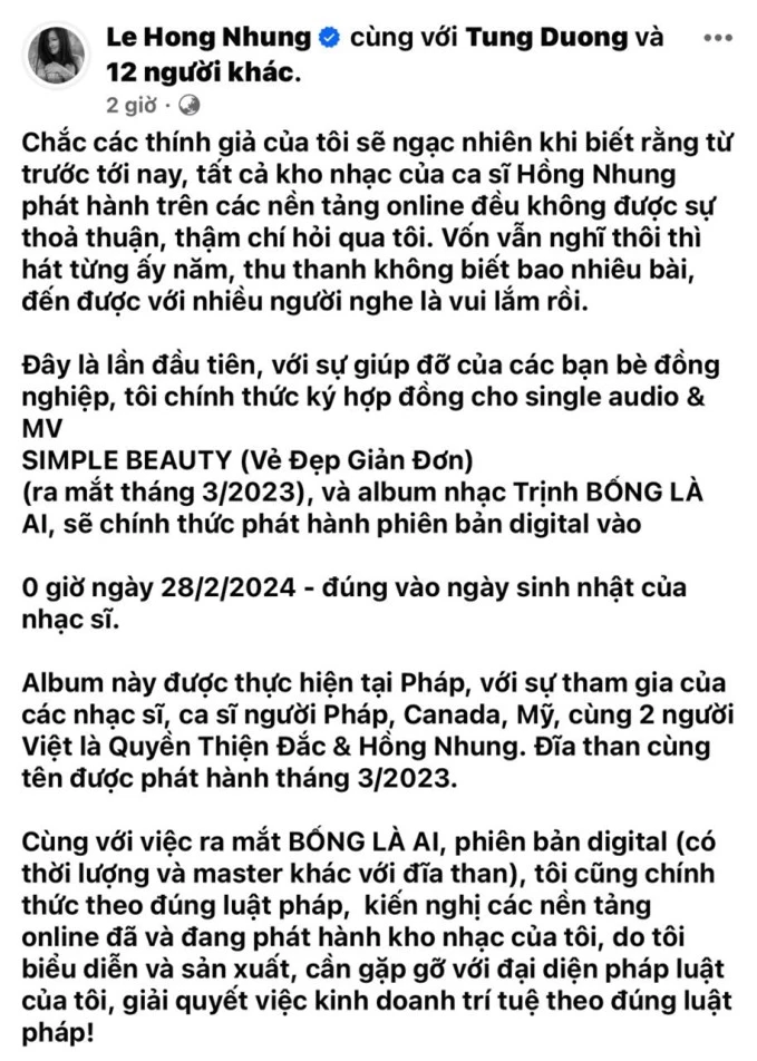 Bài đăng của Hồng Nhung.