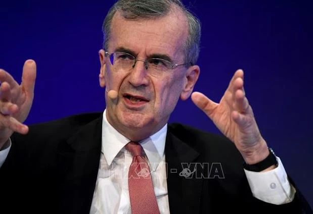 Thống đốc Ngân hàng trung ương Pháp Francois Villeroy de Galhau phát biểu tại một diễn đàn ở Paris, Pháp. Ảnh: AFP/TTXVN