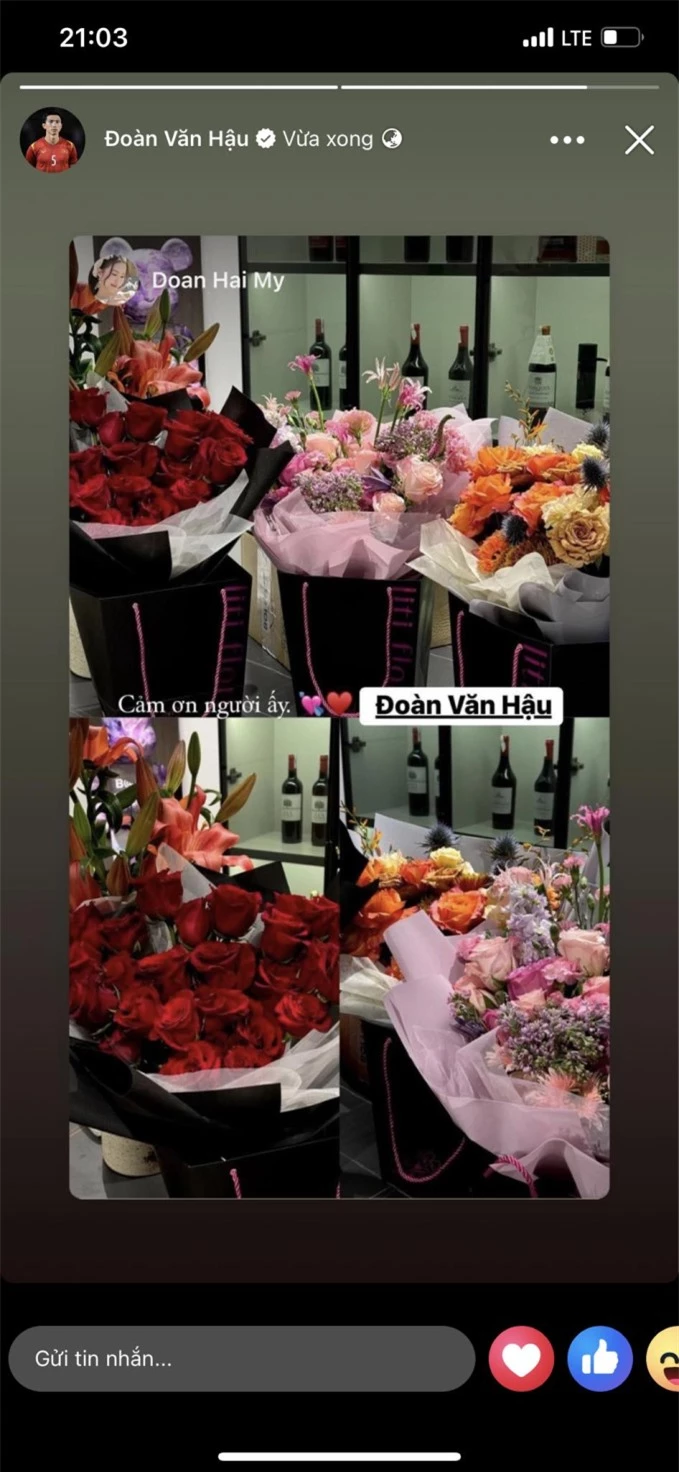 Văn Hậu mua hoa tặng vợ