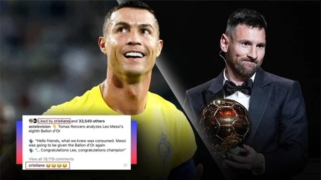 Hồi năm ngoái, Ronaldo cũng bình luận vào bài đăng về Messi