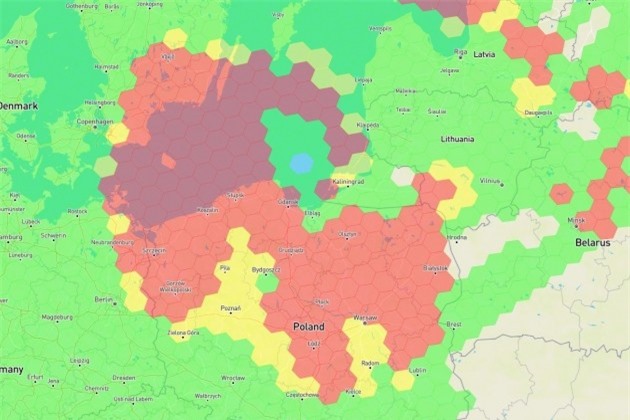 Khu vực chịu ảnh hưởng của hoạt động chế áp điện tử do một nguồn bí ẩn thực hiện. Khu vực chịu ảnh hưởng của hoạt động chế áp điện tử do một nguồn bí ẩn thực hiện.