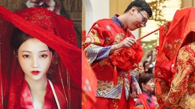 Nguồn gốc chiếc khăn đội đầu màu đỏ của tân nương thời phong kiến Trung Quốc