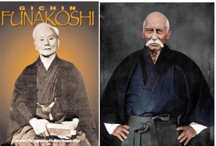 Võ sư Gichin Funakoshi và võ sư Anko Itosu (phải) góp phần quan trọng vào việc phát triển Karate hiện đại.