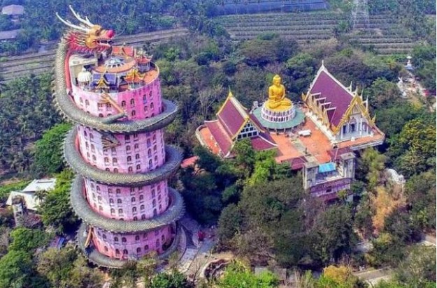 Khám phá ngôi chùa có con rồng khổng lồ quấn quanh toà nhà 17 tầng ở Thái Lan