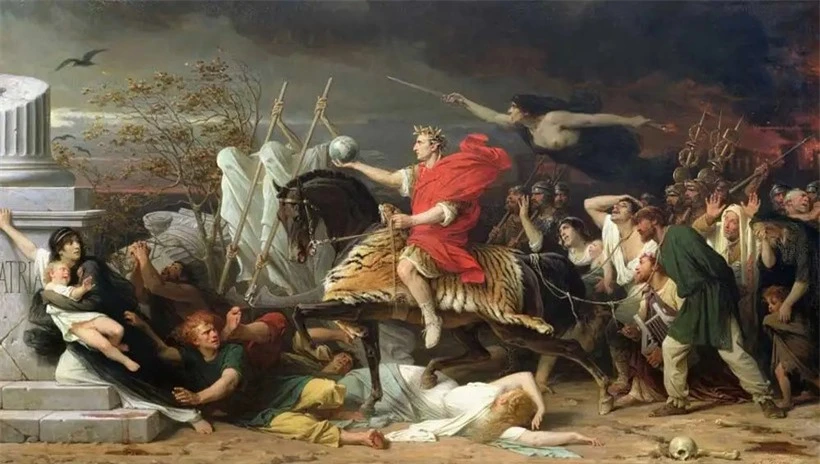 Julius Caesar cưỡi ngựa băng qua sông Rubicon, tranh của Adolphe Yvon (1817 - 1893). Ảnh: Thecollector.com