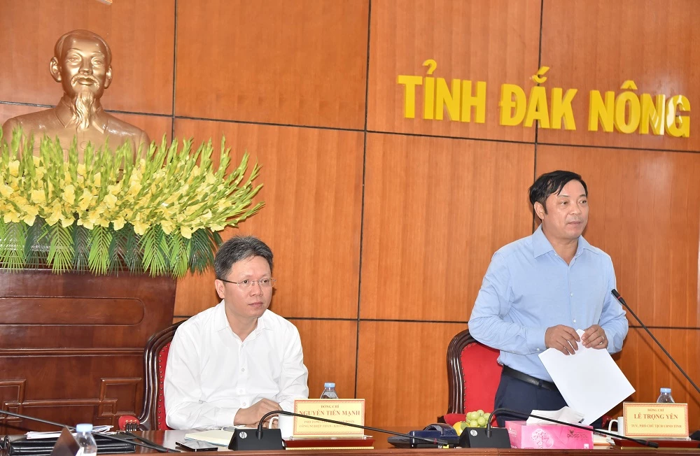 Ông Lê Trọng Yên – TUV, PCT UBND tỉnh Đắk Nông phát biểu kết luận buổi làm việc.