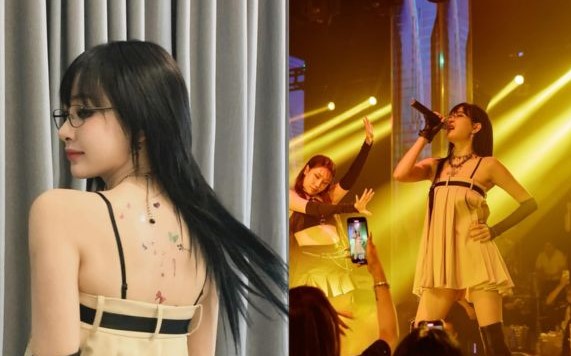 Hiền Hồ tự tin khoe lưng trần khoe 'họa tiết' đặc biệt