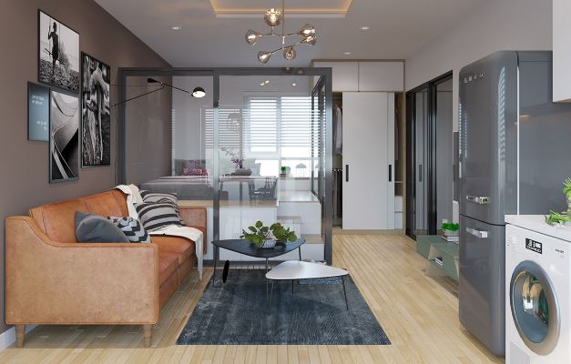 Nếu bạn yêu thích không gian mở thì không thể bỏ qua 2 căn hộ studio với phòng ngủ vách kính này