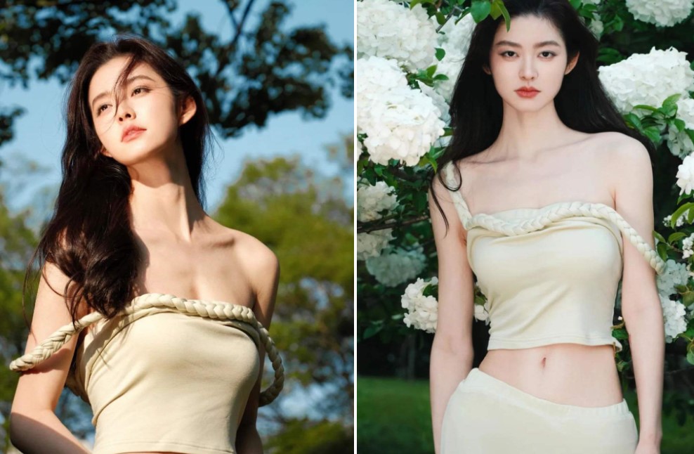 "Nữ thần tắm suối" mặc váy áo trễ nải, để lộ bờ vai "móc áo" nhiều thiếu nữ mơ ước