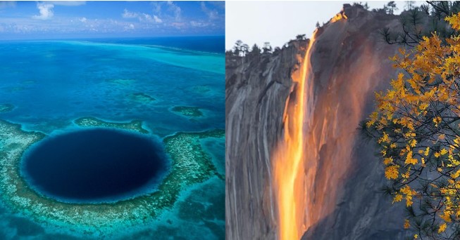 4 cảnh quan thiên nhiên kỳ lạ nhất thế giới: Thác nước đỏ rực như lửa, hố xanh giữa đại dương