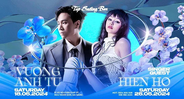 Hai ngôi sao Vương Anh Tú và Hiền Hồ sắp làm bùng nổ sân khấu Top Sailing Bar bên bờ biển Đà Nẵng.