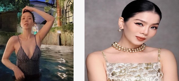 Lệ Quyên tự tin khoe mặt mộc 100%, tạo dáng quyến rũ bên bể bơi với bikini