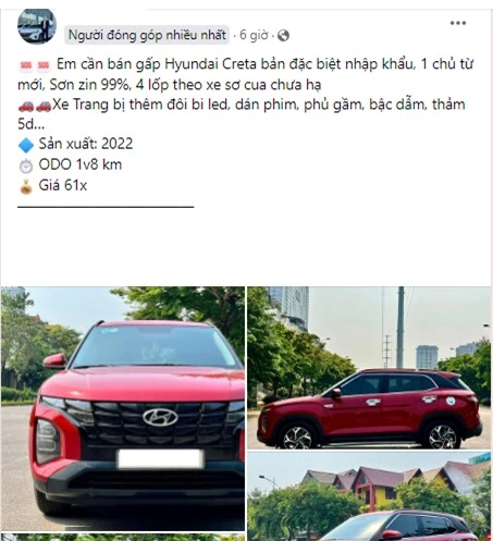 Hyundai Creta Đặc Biệt khấu hao gần 150 triệu sau khi lăn bánh chưa đầy 2 năm 465284