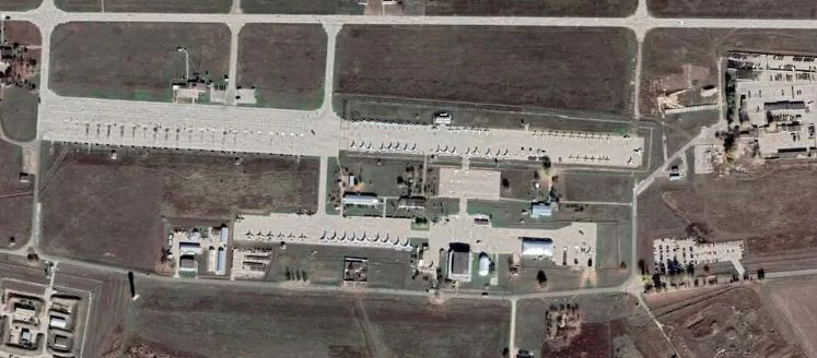 Ảnh vệ tinh chụp căn cứ không quân Kushchyovskaya của Nga ở Krasnodar Krai. Ảnh: Maxar Images/Google Earth