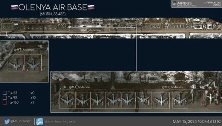 Ảnh vệ tinh chụp căn cứ Olenya của Nga ở Murmansk. Ảnh: Twitter