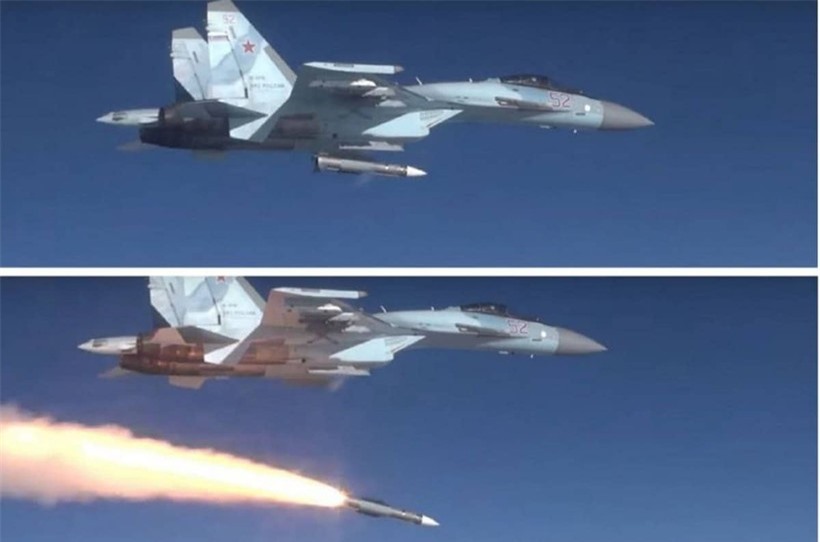 Phóng thử tên lửa không đối không tầm xa R-37M từ tiêm kích Su-35S. Phóng thử tên lửa không đối không tầm xa R-37M từ tiêm kích Su-35S.