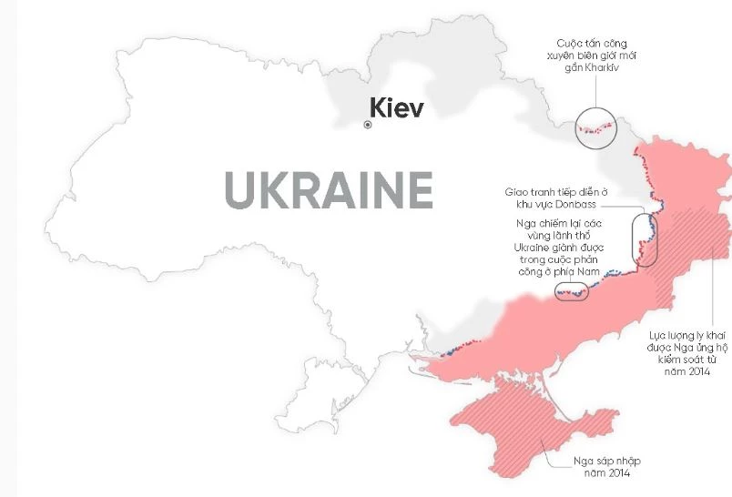3 khu vực quan trọng dọc tiền tuyến Ukraine. Ảnh: CNN