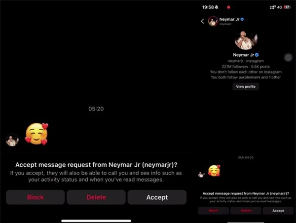 Bryce đăng bằng chứng cho thấy Neymar đã nhắn tin cho bạn gái mình