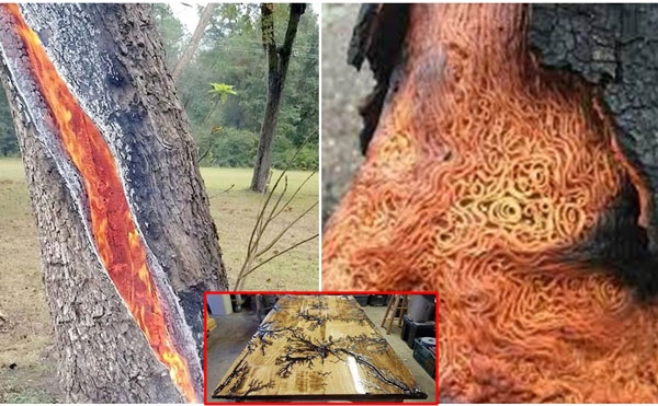 Kinh ngạc hoa văn 'độc nhất vô nhị' trên gỗ sau khi được xung điện, mô phỏng kì diệu gỗ bị sét đánh